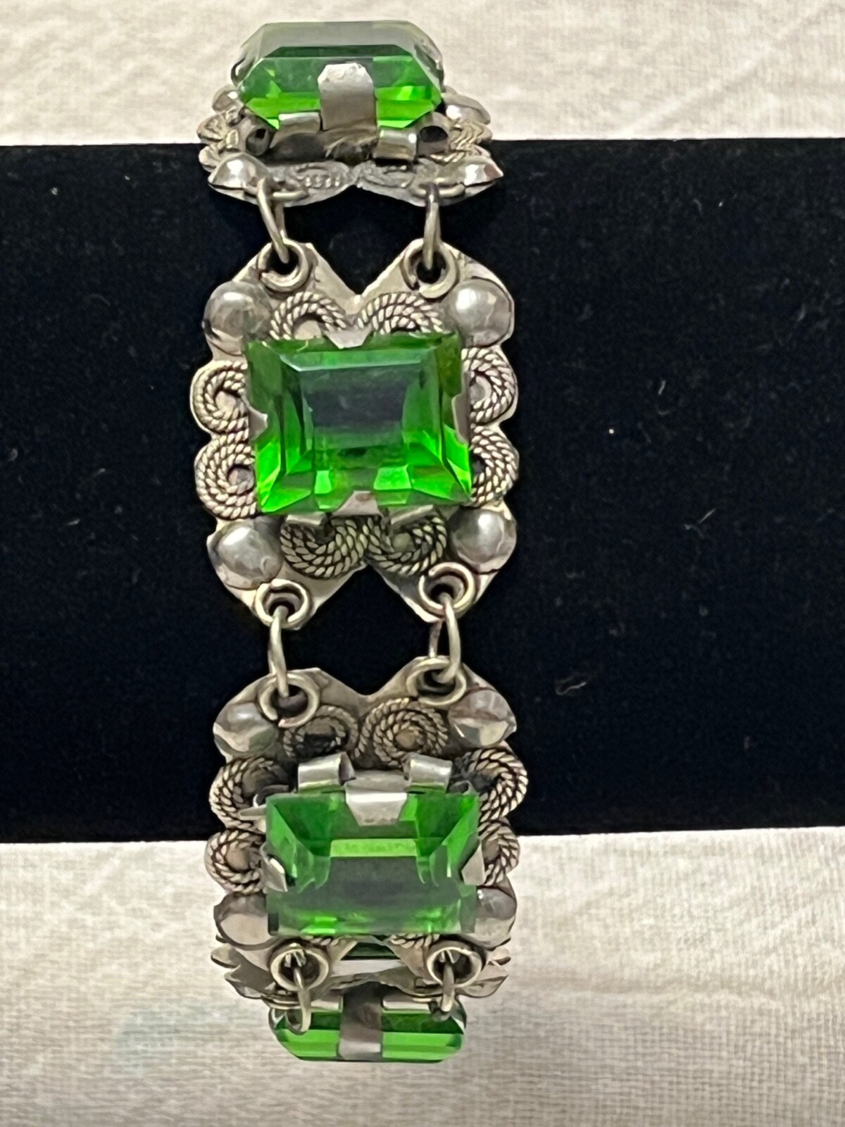 Vintage spring green rectangular glass organic si… - image 6