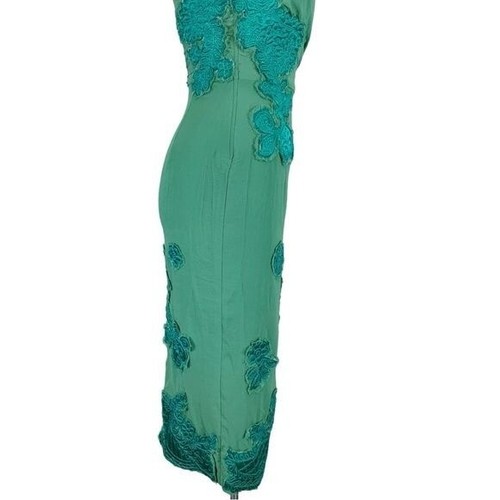 Mandalay Womens Sleeveless Floral Embroidered Chiffon Midi Dress Green Size 6 - Picture 8 of 15