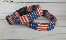 USA PATRIOTIC Old World Stars Stripes Dog Collar Custom made 4th of July New