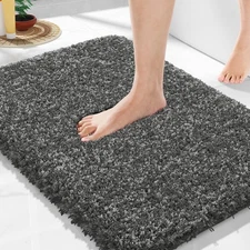 2 Pack Non Slip Absorbent Bathroom Rugs Light Gray