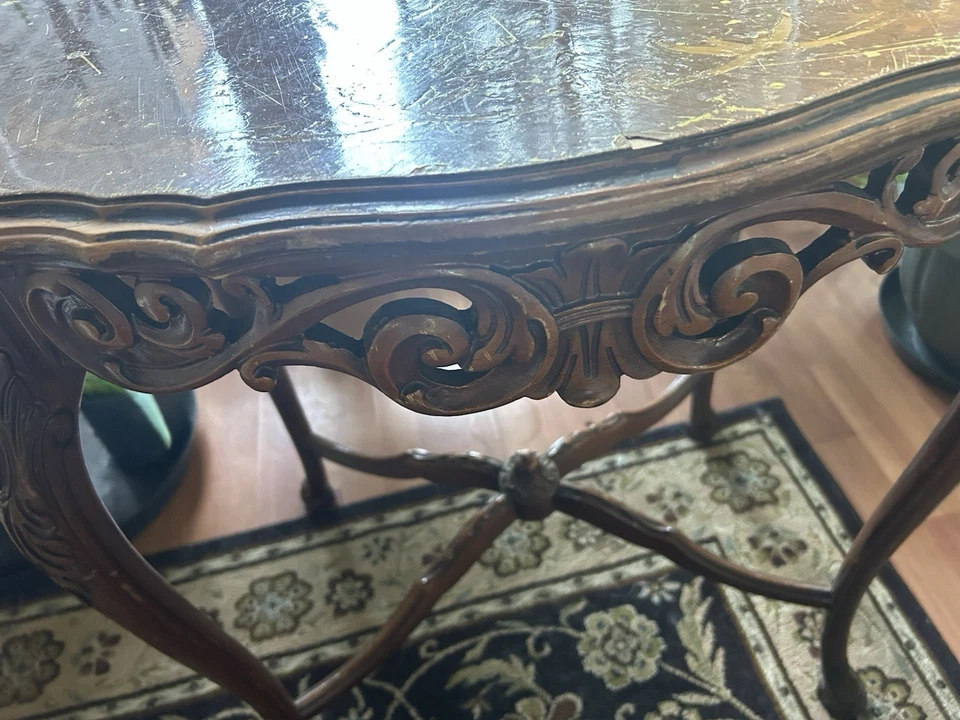 Wooden Carved Parlor Table That Needs Restoring. Great For Antique Collectors - Image 3 of 4