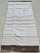 1950s Vintage Turkish Kilim, Anatolian HandWoven Rug, Striped Nomad Design