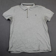 Diesel Polo Shirt Mens Large Gray 1/4 Zip Stretch Logo Casual Cotton Collared