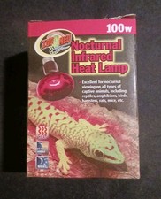 Zoo Med Nocturnal Infrared Heat Lamp for Reptiles 100 Watts  FREE SHIPPING 