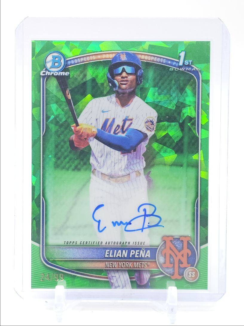 ELIAN PENA 2025 BOWMAN CHROME 1ST SAPPHIRE GREEN REFRACTOR AUTO /99 Q4302