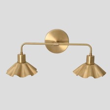 Brass Double Vanity Light Flower Shade Mid Ce...