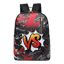 Cartoon Graphic Colorful Kids Backpack Black Red Yellow Adjustable Strap