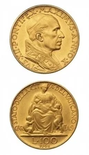 1948 100 Lire Vatican Gold  Fineness: 0.9000  Weight: 5.1900g  AGW: 0.1502oz