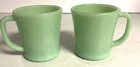 Vintage 1948-62 Set of 2 Jadeite Fire King Mugs D Handle Coffee Tea Cup Ovenware