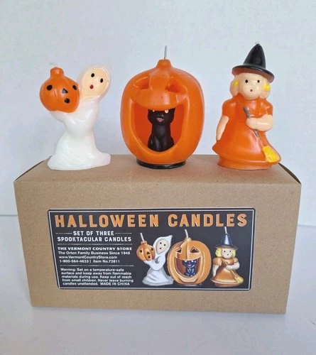 The Vermont Country Store Set of 3 Spooktacular Halloween Gurley Like Candles - product listing photo