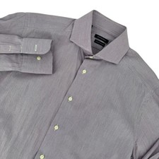 Suitsupply Mens Purple Micro Stripe Cotton Two Ply Dress Shirt 15.5 L 39-7