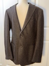 Suitsupply Solbiati Italy Wool Havana Patch Tailored Notch Lapel Brown Blazer
