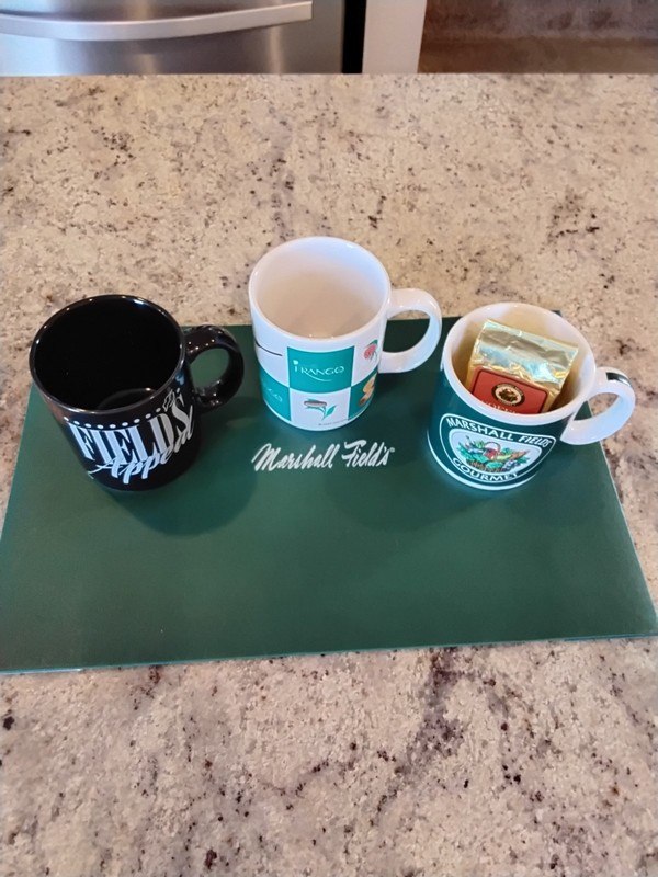 3 Vintage Marshall Field’s Ceramic Coffee Cups/Mugs 1970s-1990s  2 UNUSED/1 Used