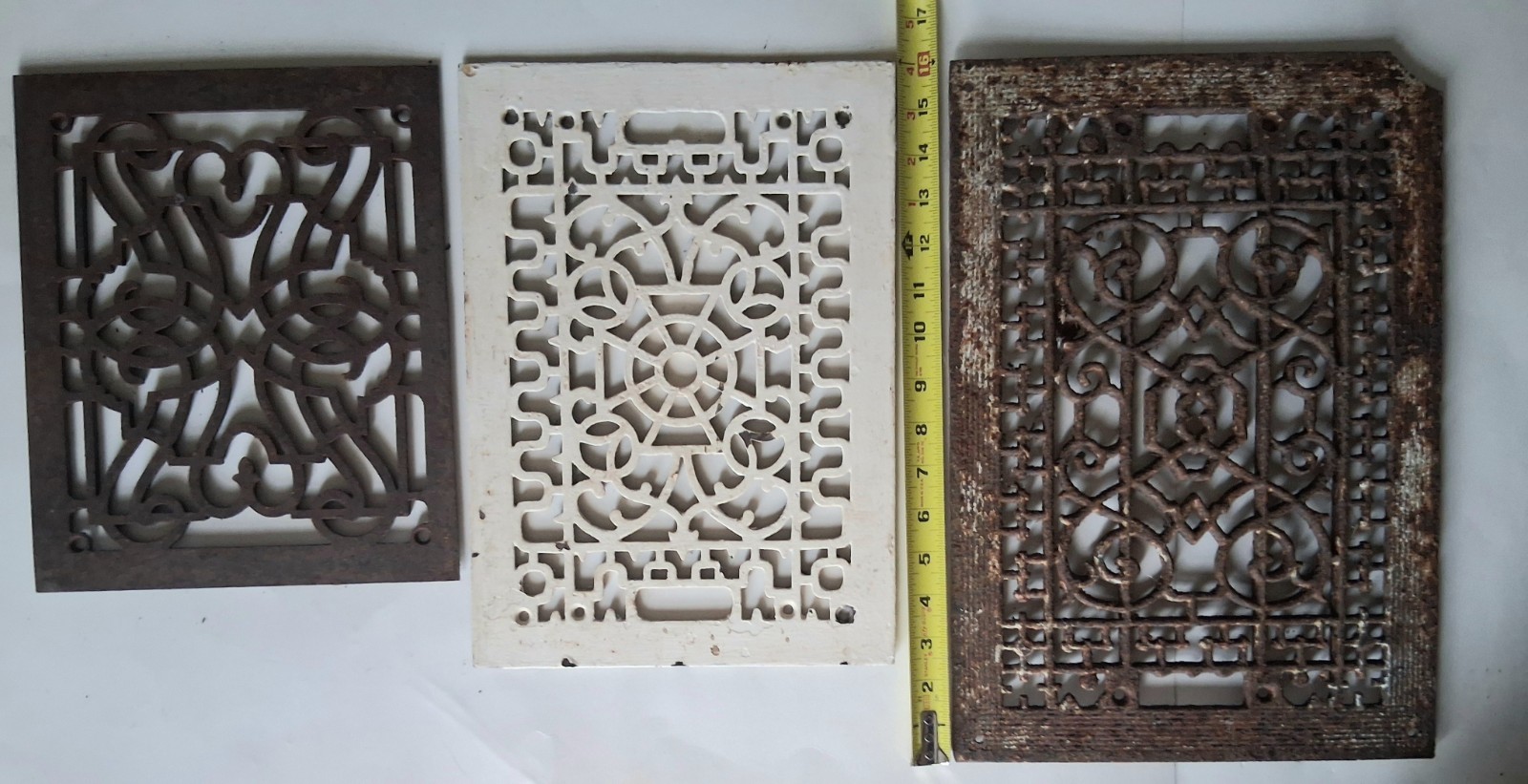3 Different Size Antique Victorian Cold Air Return Heat Grate Cast Iron 
