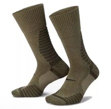 Nike Outdoor Cushioned Wool Blend Dri Fit Crew Socks Olive Size Medium 1 Pair