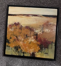 Original Painting Art, Abstract Fall Forest Earth-Tone Cozy Landscape Painting 