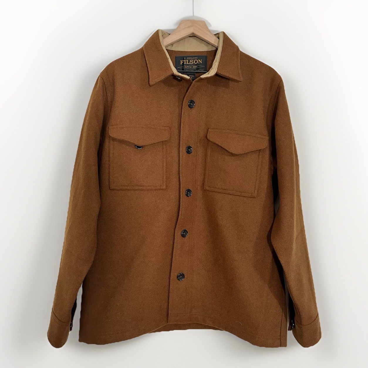 Filson Mackinaw Wool Jac-Shirt Mens M Chessie Tan Special Edition Heavyweight