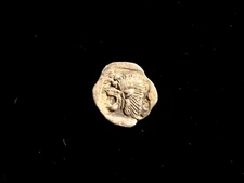 MYSIA. CYZICUS. 5th Century BC. HEMIOBOL. Lion's head Tunny. Roaring lion's head