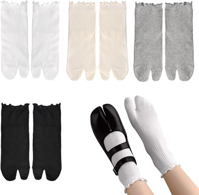 4 Paar Tabi Socken für Damen, Flip Flop Socken Bequem Atmungsaktiv Elastisch Rüs