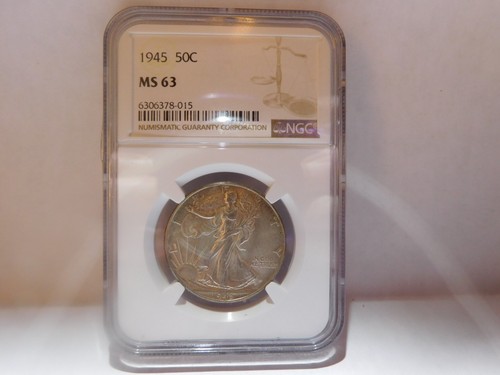 1945 WALKING LIBERTY HALF NGC MS 63 GLORIOUS BLAZING, SHIMMERING WHITE LUSTER