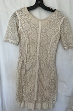 Zara Cotton Cream Floral Lace Fitted  Dress Size L
