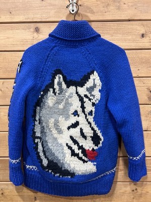 Vintage Cowichan Hand Knit Wool Sweater Jacket Lined Talon Zip
