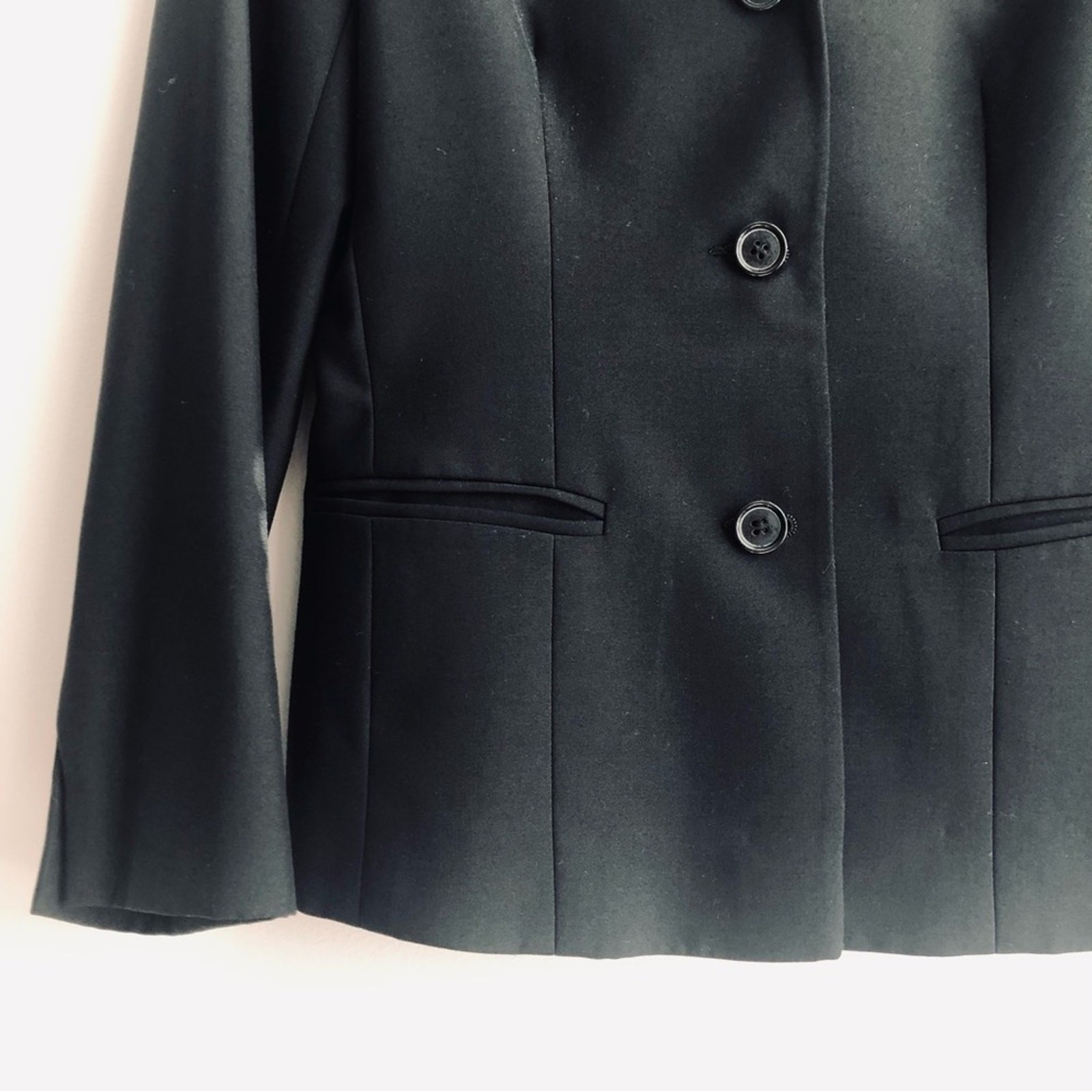Blazer Jacket Black Lined Classic Simple Crepe Sh… - image 3