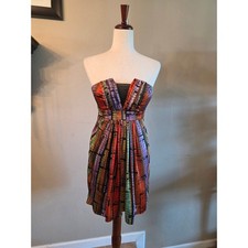 BCBGeneration Strapless Women's Mini Dress Y2K SZ 2 Colorful 