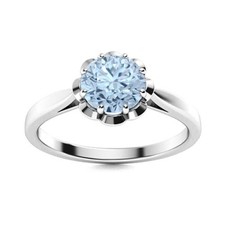 Natural Aquamarine Statement Engagement Solitaire Ring Sterling Silver