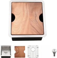 12x15In Kitchen And Bar Workstation Sink- Small Stainless Steel Undermount...