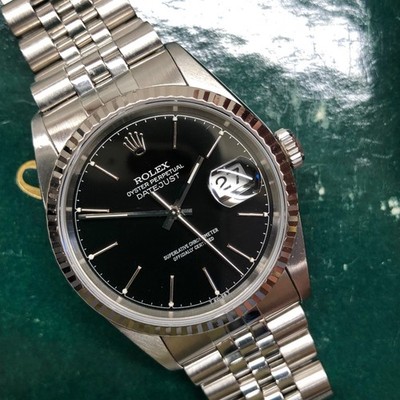 Rolex Datejust 16234 Black ''Silver Text'' Chapter Ring Jubilee Automatic Watch