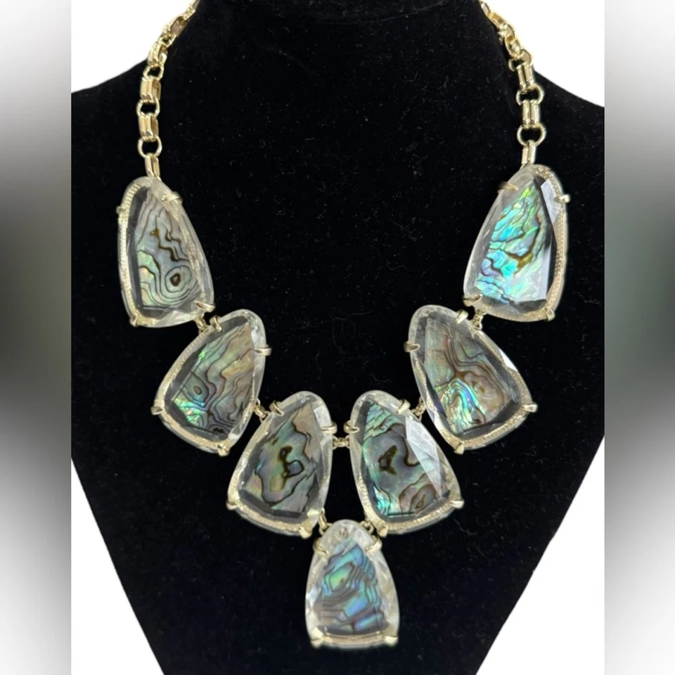 "Collar Kendra Scott Harlow llamativo suspendido abulón/oro 19""" Foto 3 de 4