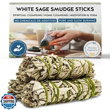 Alternative Imagination White Sage Smudge Stick Set – 3-Pack of 4-Inch Bundle