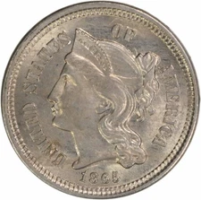 1865 Three Cent Nickel Choice BU Uncertified #215