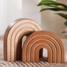 Set of 2 Wooden Arch Decor Boho Wood Rainbow Arch Decorative Objects Modern S...