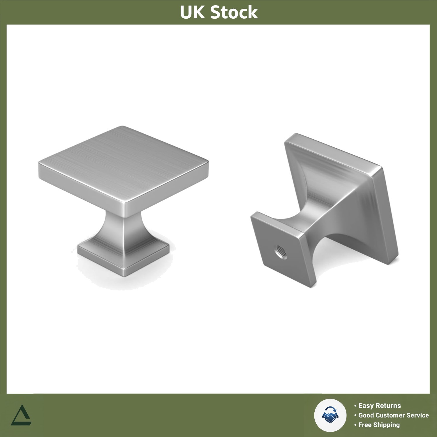 Sleek Square Cabinet Knobs Brushed Nickel Zinc Alloy Kitchen Drawer 12 Pack