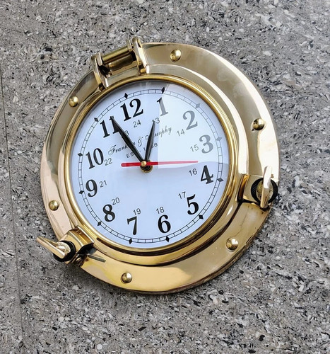 Nautical Porthole Clock Solid Brass Ships Maritime Clock Beautiful Gift - Picture 2 of 4