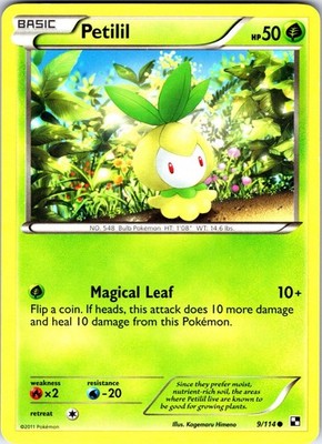 Petilil 9/114 Common Black & White Pokemon Moderately Played