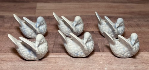 6 Vintage Ceramic Bird Macrame Beads