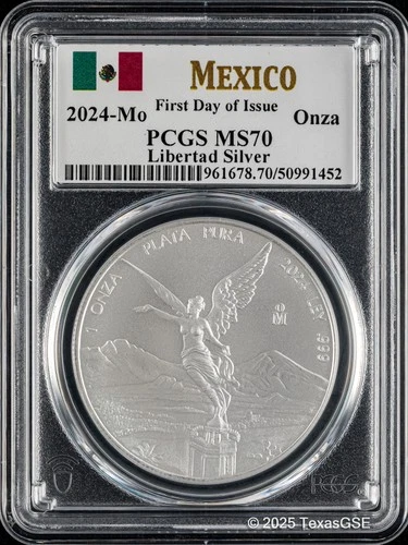 2024 Mexico Onza Silver Libertad .999 Silver 1oz Coin PCGS MS70 FDI
