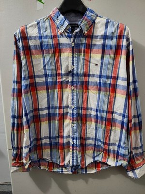 Tommy Hilfiger Shirt Mens L Long Sleeve Button Down Plaid Classic Fit Colorful