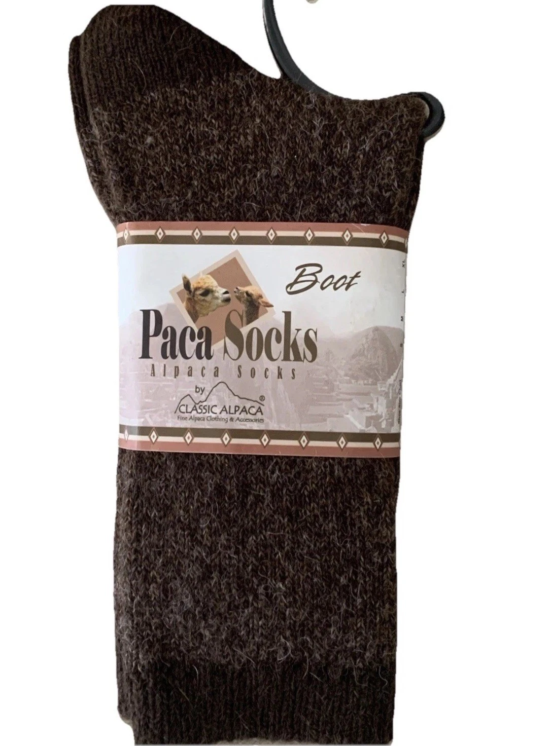 Paca Boot Socks Classic Alpaca NWT Unisex Sz S Made in Peru Brown Hiking Outdoor