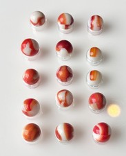 15 Vintage Glass Marbles Swirls Cherry Red  Red-Orange Approx. 54"-64" Lot 26