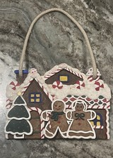VTG 1991 Resin Hand Painted Gingerbread House Wall Hanging Decor Christmas 7  x9  