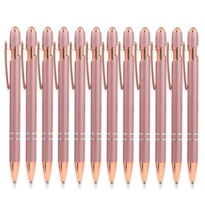 MengRan Rose Gold Pens with Stylus Tip, Black Ink Medium Point Click Ballpoin...