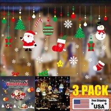 3x Merry Christmas Tree Santa Claus Shop Window Wall StickersRemovable Decor US
