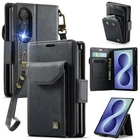 AutSpace For Samsung Z Fold5 6 7 8 Flip PU Leather Case Wallet Card Holder Cover
