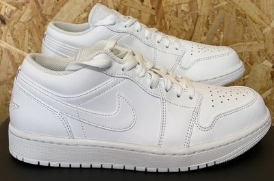 Herren Nike Air Jordan 1 Low Leder Turnschuhe Schuhe. Uk8,5 Eu43. Triple White.Neu in OVP