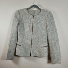 Hobbs London Women's Blazer Tweed Size 6 Zip Up Jacket Office Career Business