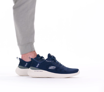 **「MU」** Skechers Slip Ins Shoes Men's Navy Mesh Comfort Casual Sporty